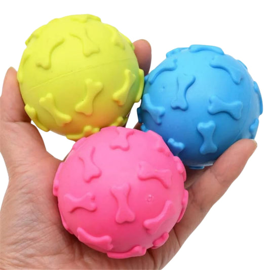 Pelota Huesitos de Caucho para Perros – Con Relieve y Sonido
