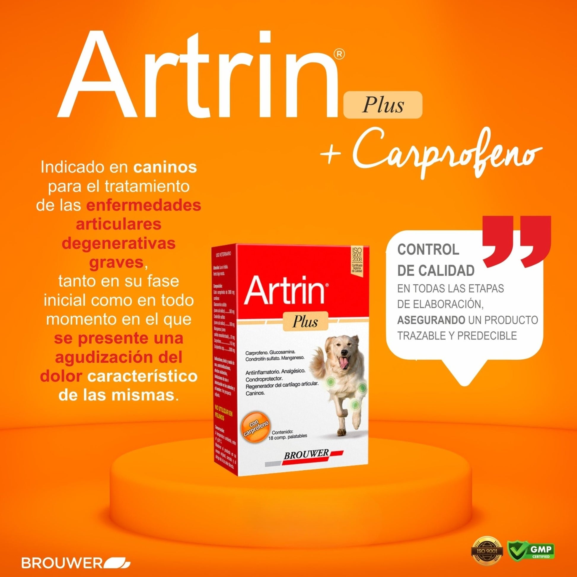 Artrin Plus 18 tabs - Condroprotector y Antiinflamatorio para Perros - Cosmos