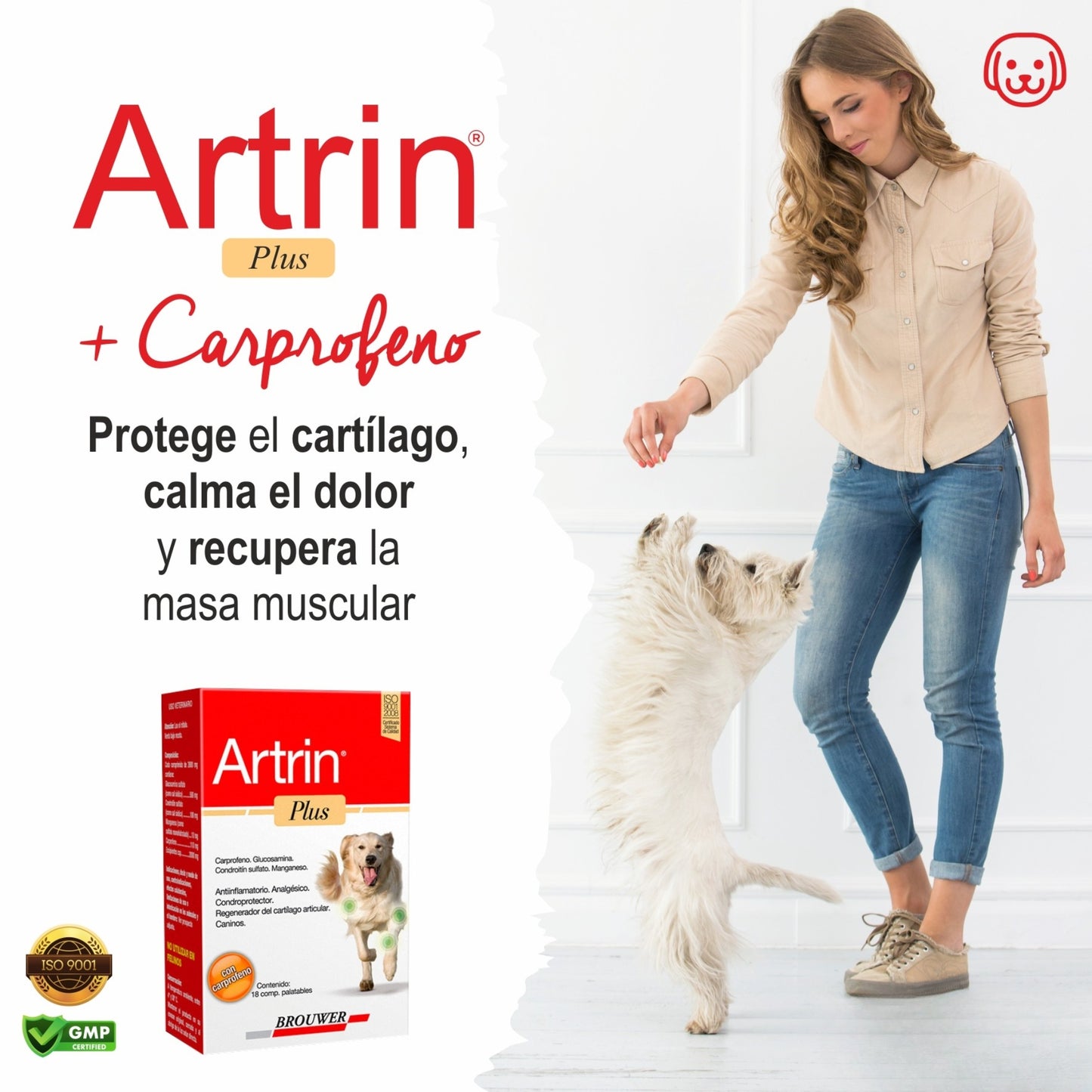 Artrin Plus 18 tabs - Condroprotector y Antiinflamatorio para Perros - Cosmos