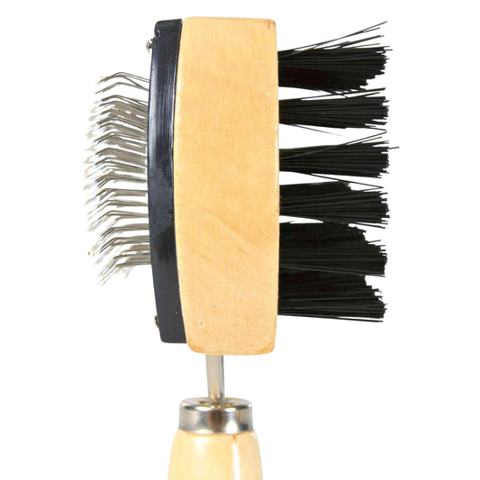 Cepillo y peine doble para mascotas – 2 en 1 con mango de madera natural - COSMOS