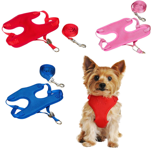 Arnés suave tipo chaleco para perros pequeños – Incluye correa