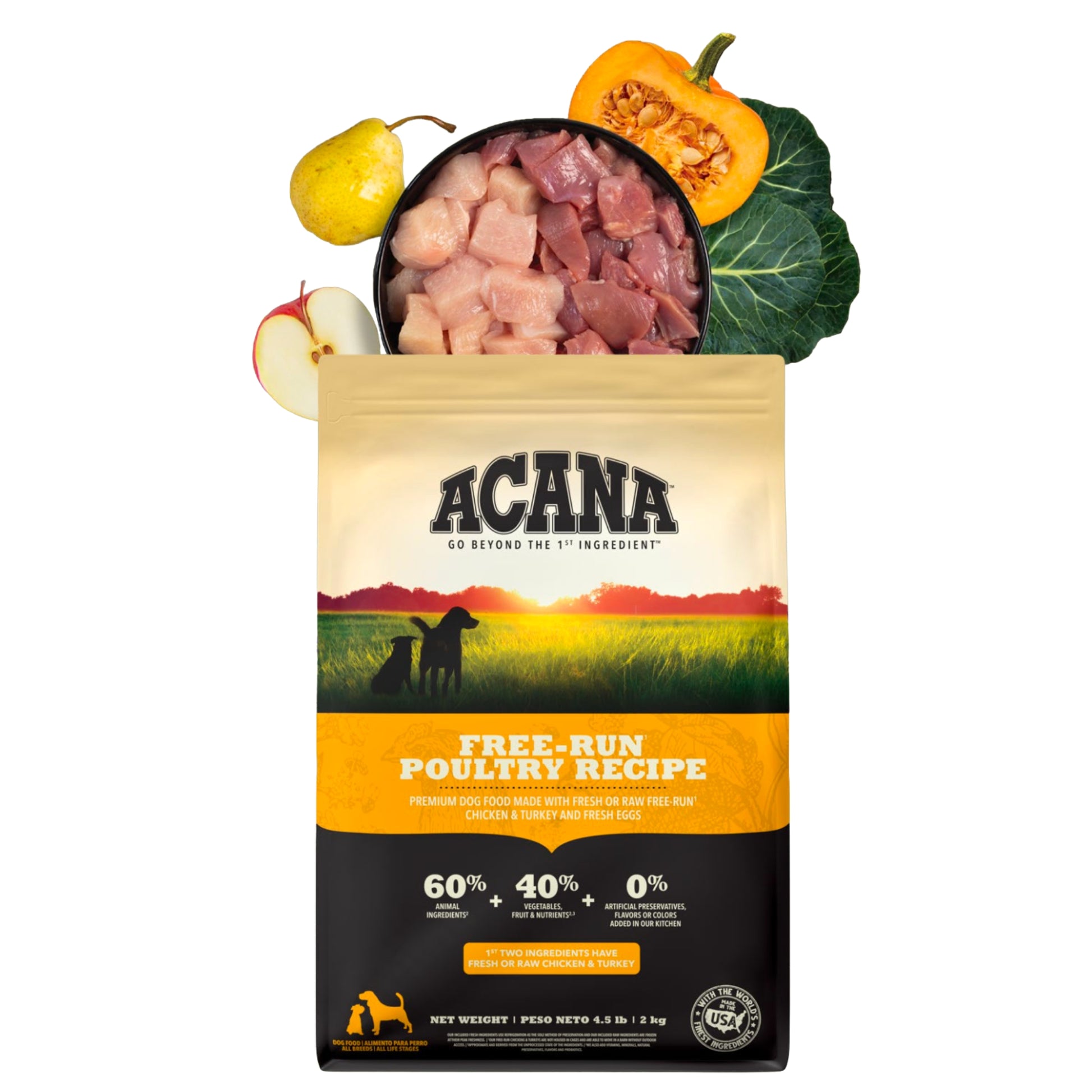 ACANA Free - Run Poultry Recipe – El mejor alimento del mundo para perros adultos sin cereales - COSMOS