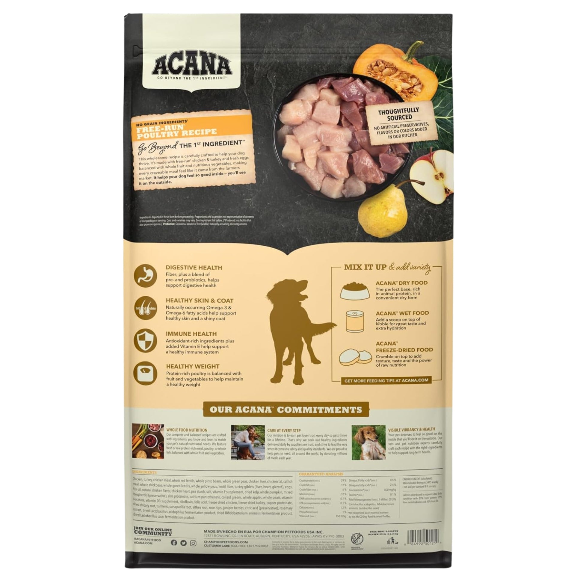 ACANA Free - Run Poultry Recipe – El mejor alimento del mundo para perros adultos sin cereales - COSMOS