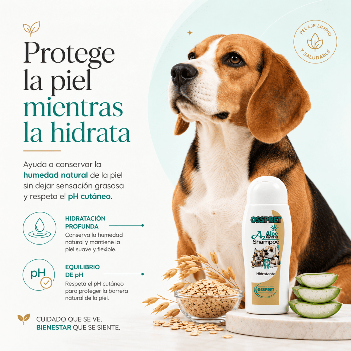 OSSPRET A2 Aloe Vera y Avena Shampoo 250 ml | Pieles Sensibles - Cosmos
