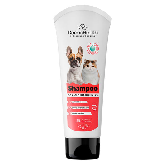 Derma Health – Shampoo con Clorhexidina 4% Baño medicado antisbéptico y antibacteriano para perros y gatos