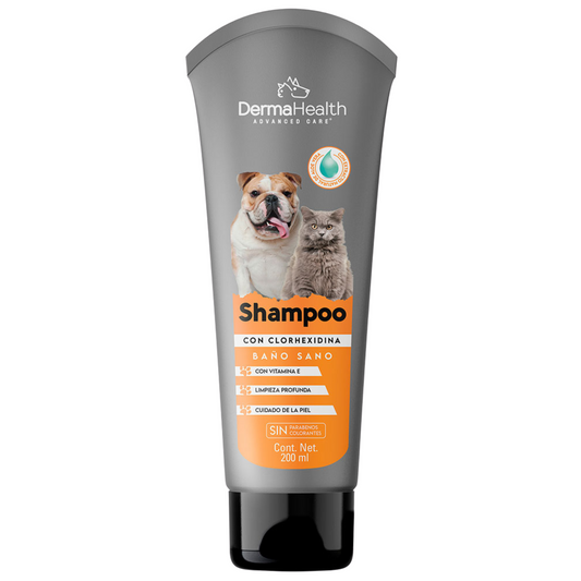 Derma Health – Shampoo con Clorhexidina 2% Baño medicado antiséptico y antibacteriano para perros y gatos
