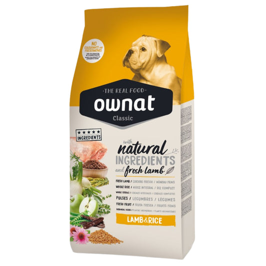 Ownat Classic Lamb & Rice – Alimento completo para perros adultos