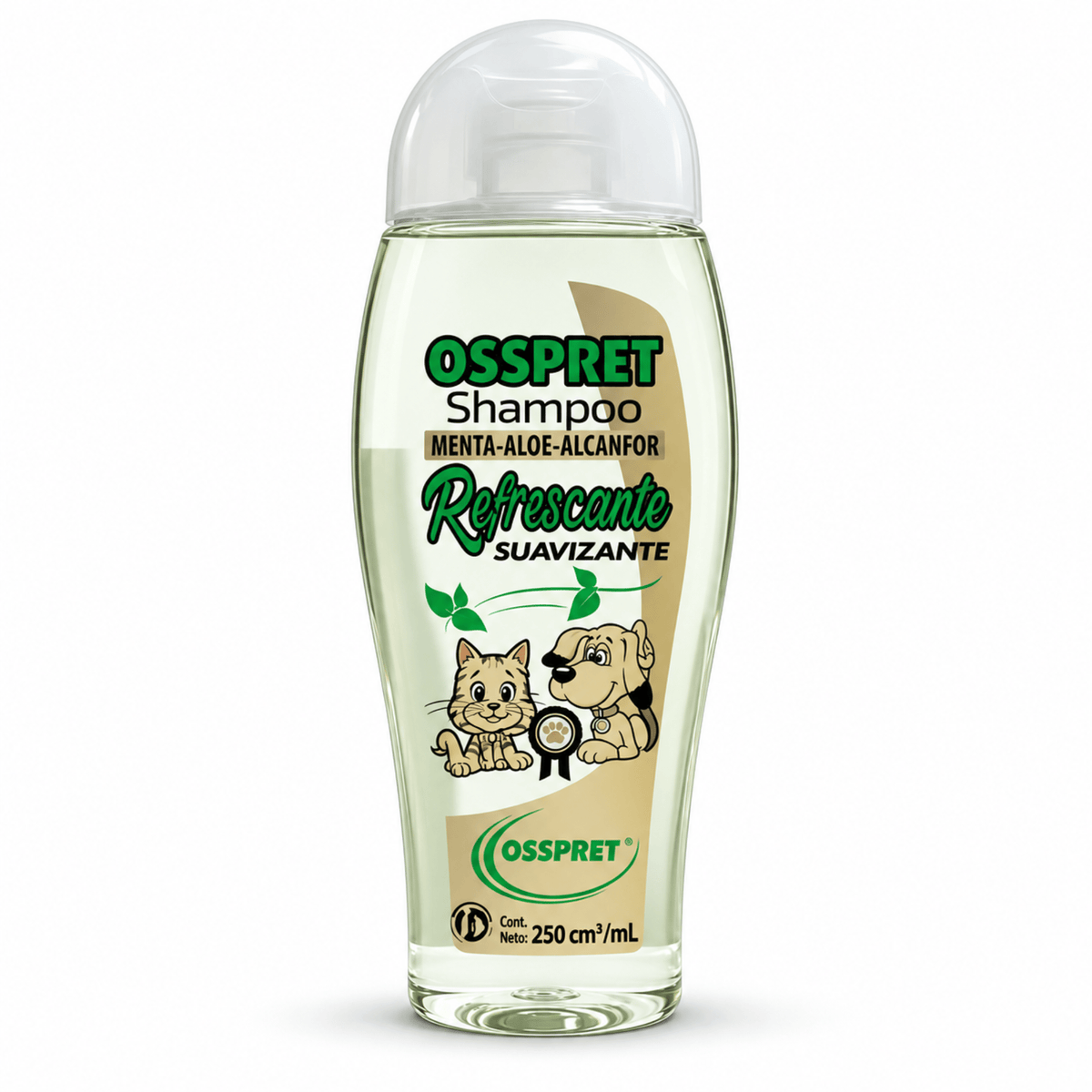 OSSPRET Shampoo Refrescante Suavizante 250 ml | Menta, Aloe y Alcanfor - Cosmos