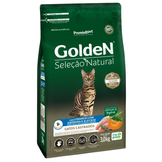 GoldeN Seleção Natural Gatos Castrados – Pollo con Calabaza y Romero