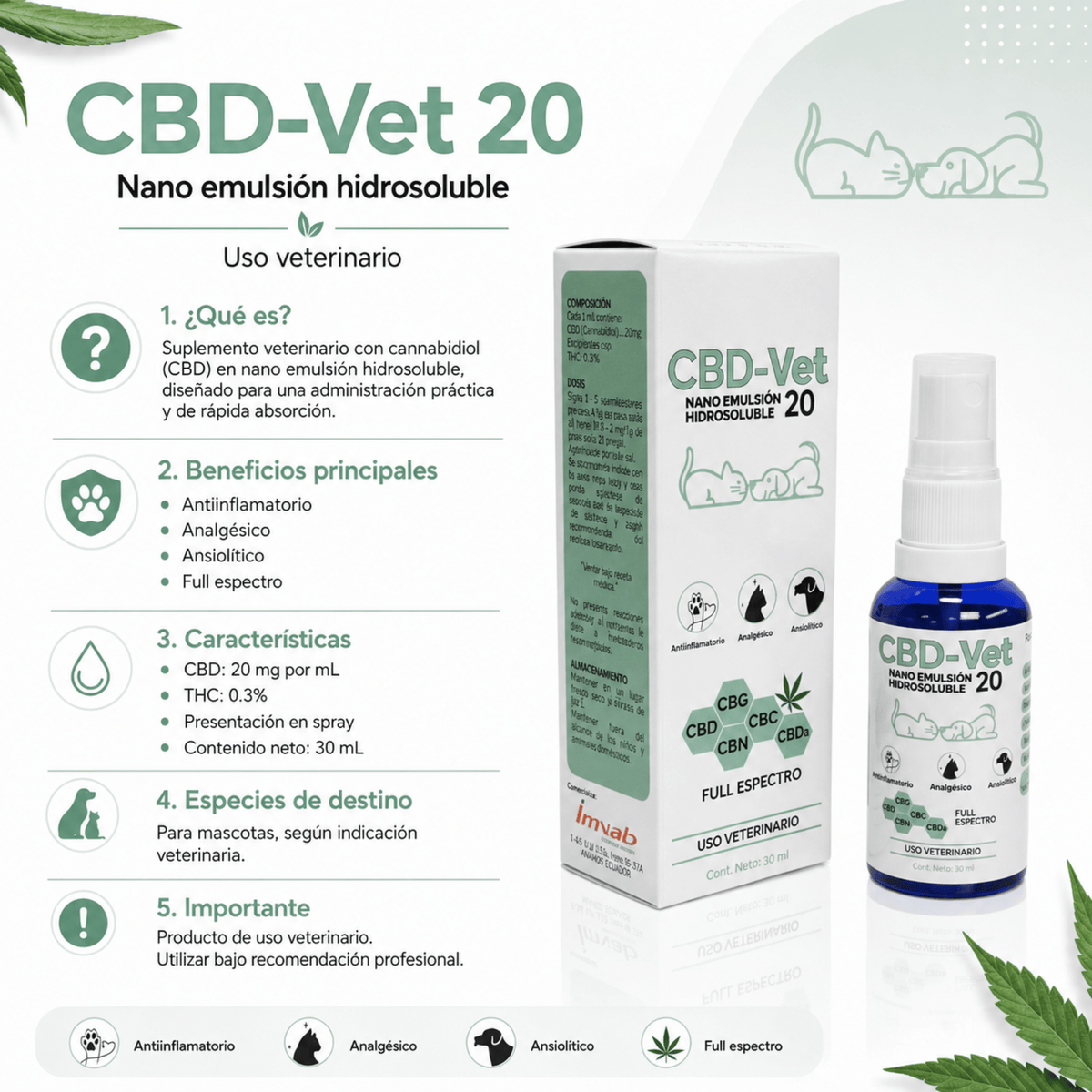 CBD-Vet Nano para Perros y Gatos 30 ml - Cosmos