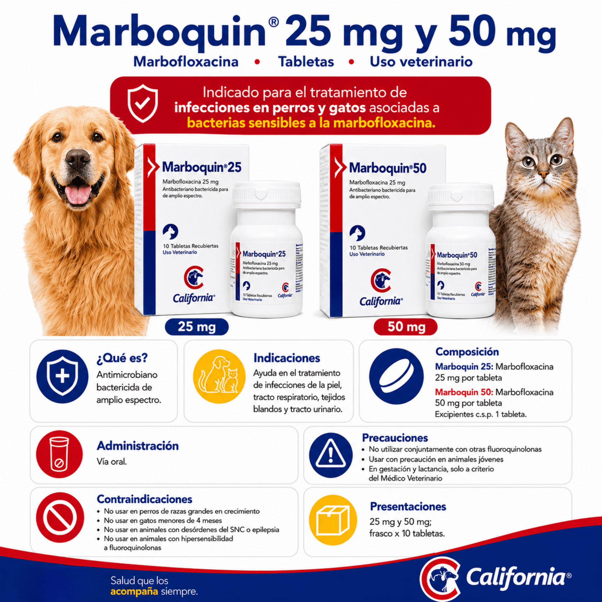 Marboquin Tabletas para Perros y Gatos | Marbofloxacina California - Cosmos