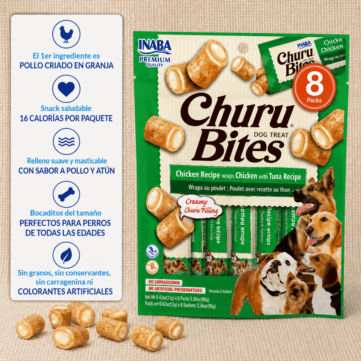 Churu Bites para Perros Sabor Pollo con Atún - Cosmos