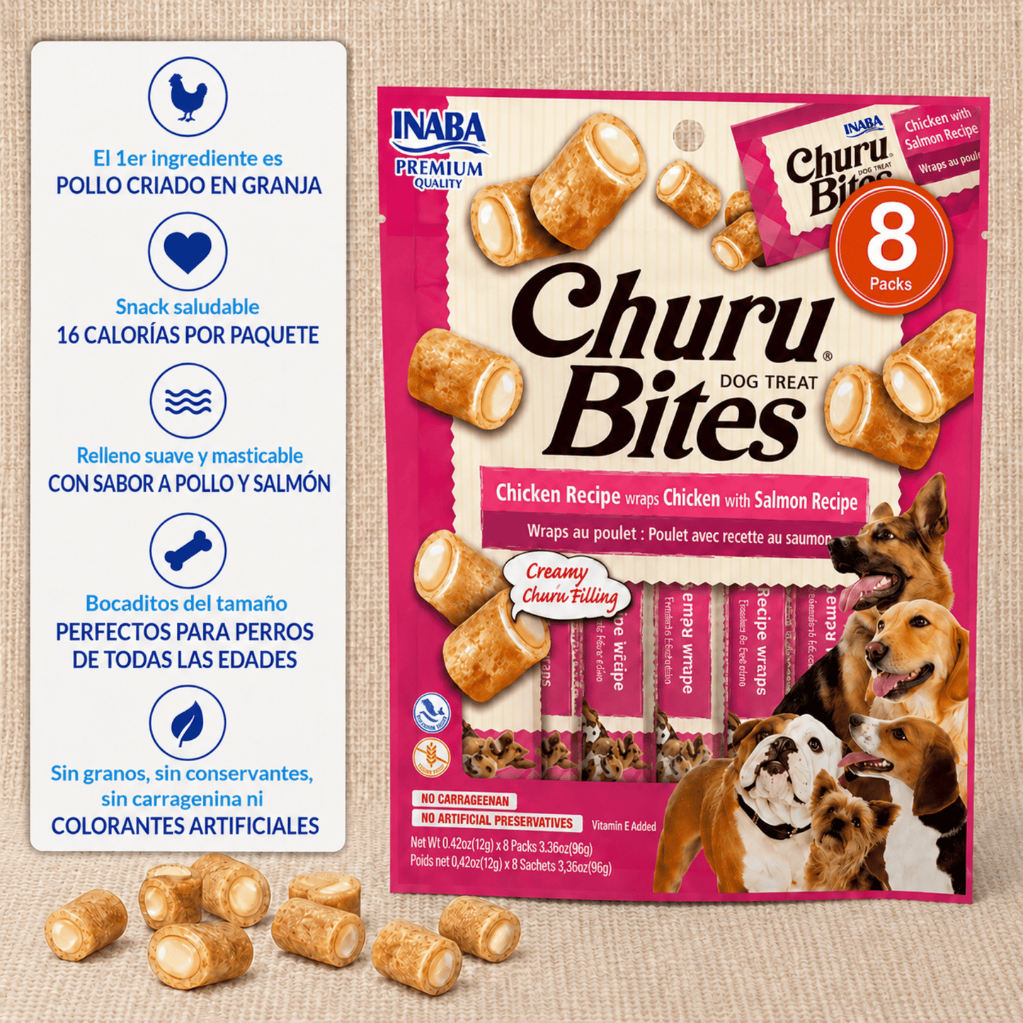 Churu Bites Pollo con Salmón para Perros - Cosmos