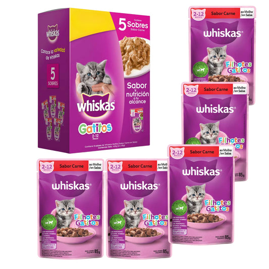 Whiskas Cachorro Mix – Pack de 5 Sobres de Alimento Húmedo para Gatos (5 x 85 g)