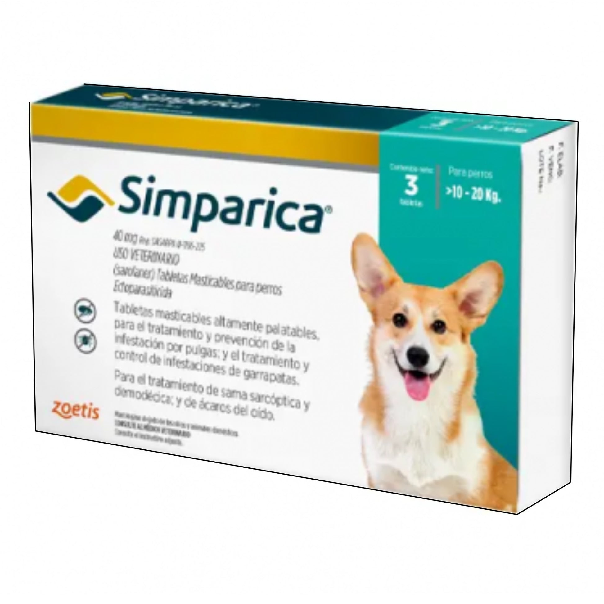Simparica tableta antipulgas, garrapatas, piojos y ácaros ( 1 unidad) - COSMOS