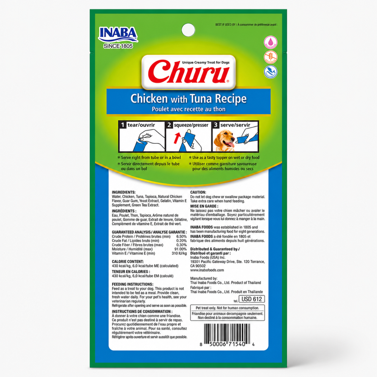 CHURU CREMOSO PARA PERRO POLLO CON ATUN