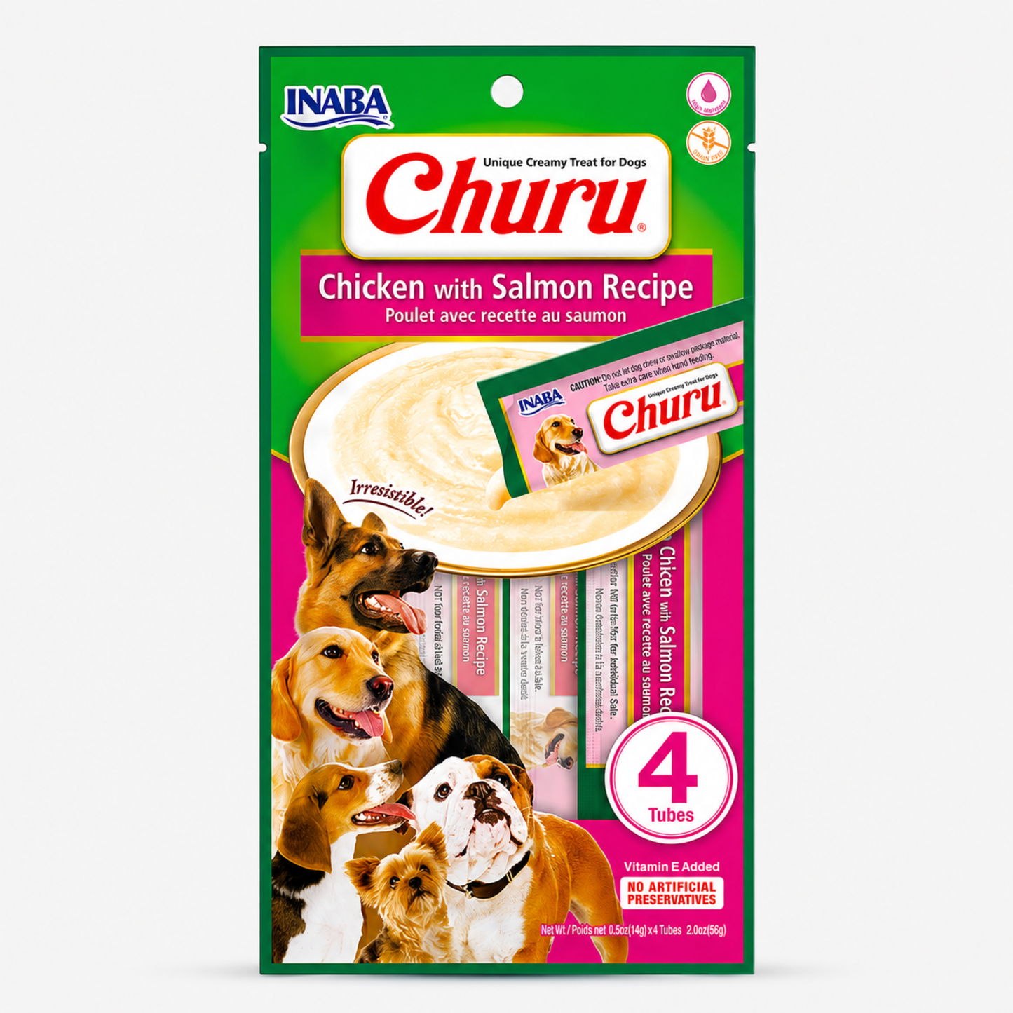 CHURU CREMOSO PARA PERRO DE POLLO CON SALMÓN