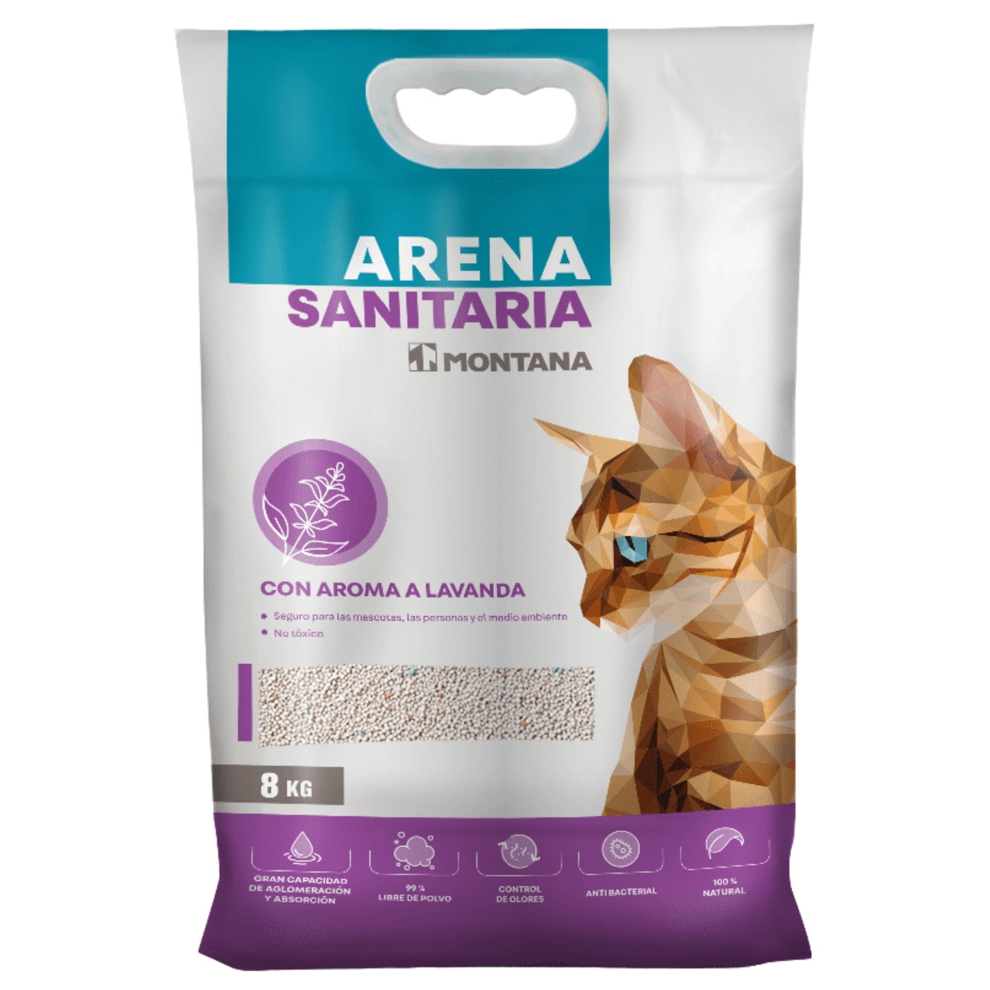 Arena Sanitaria Montana Súper Premium – Aroma Lavanda y Limón