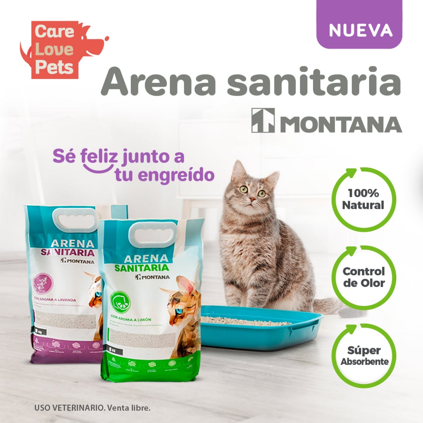 Arena Sanitaria Montana Súper Premium – Aroma Lavanda y Limón