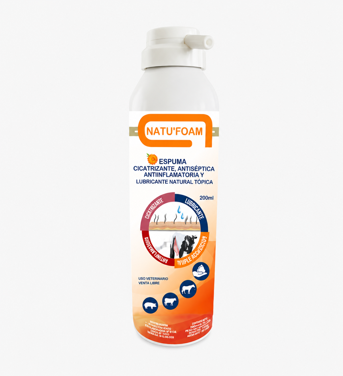 Natu’Foam Espuma Cicatrizante, Antiséptica y Lubricante Natural 200 ml
