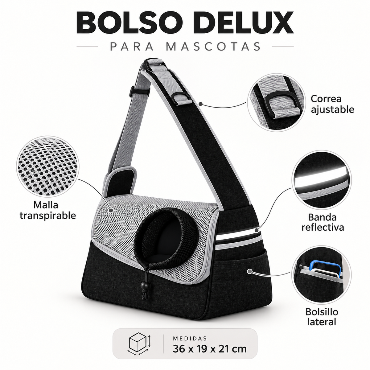Bolso Transportador para Perros y Gatos con Malla