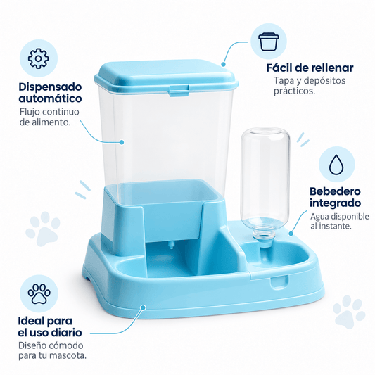 Dispensador de Agua y Alimento para Perros y Gatos - Cosmos