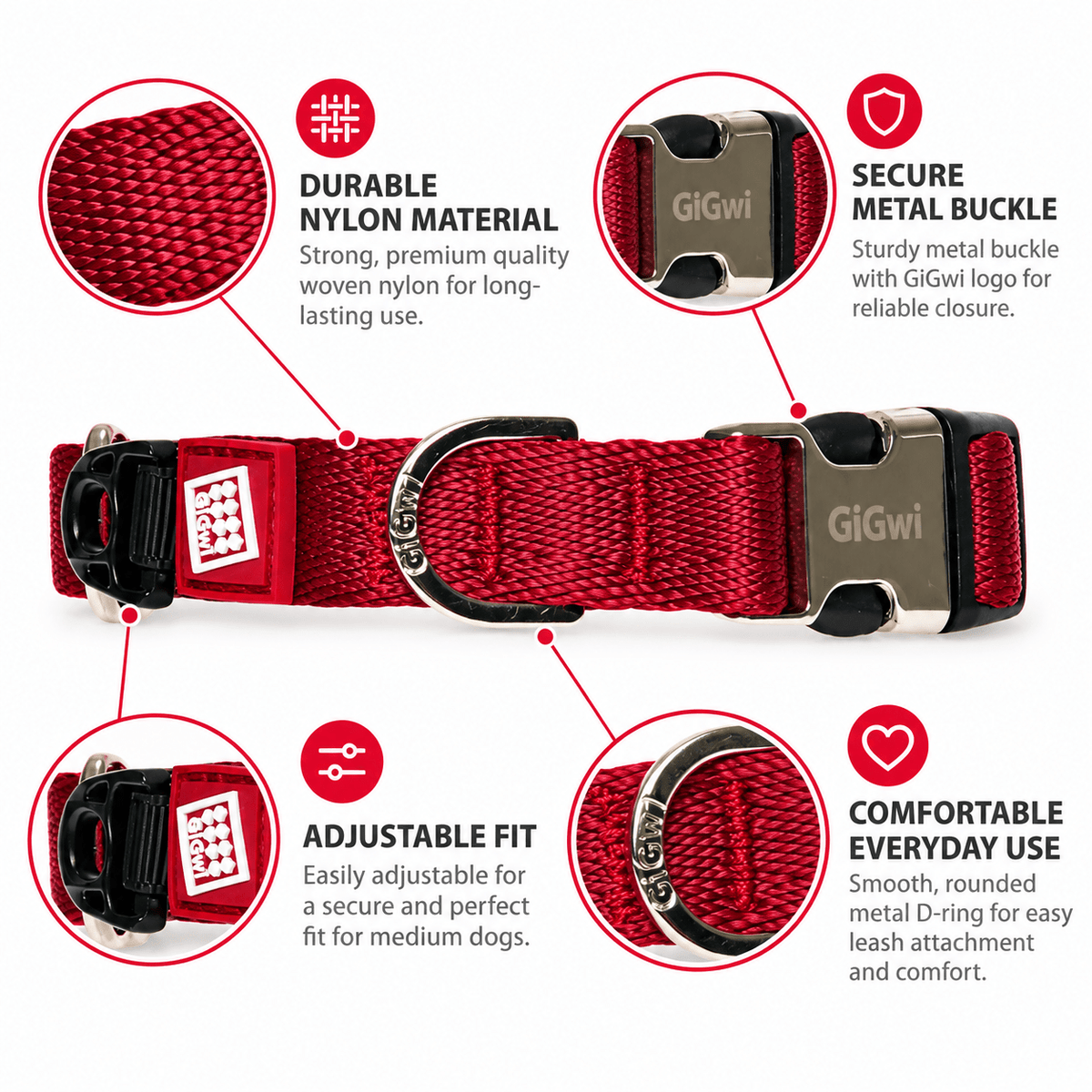 Collar Premium Ajustable para Perro GiGwi – Talla M - Cosmos