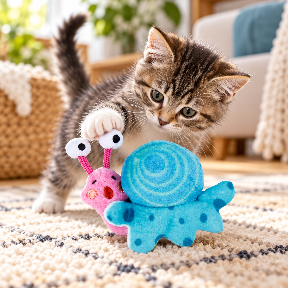 Juguete Caracol con Luz LED y Catnip para Gato GiGwi - Cosmos