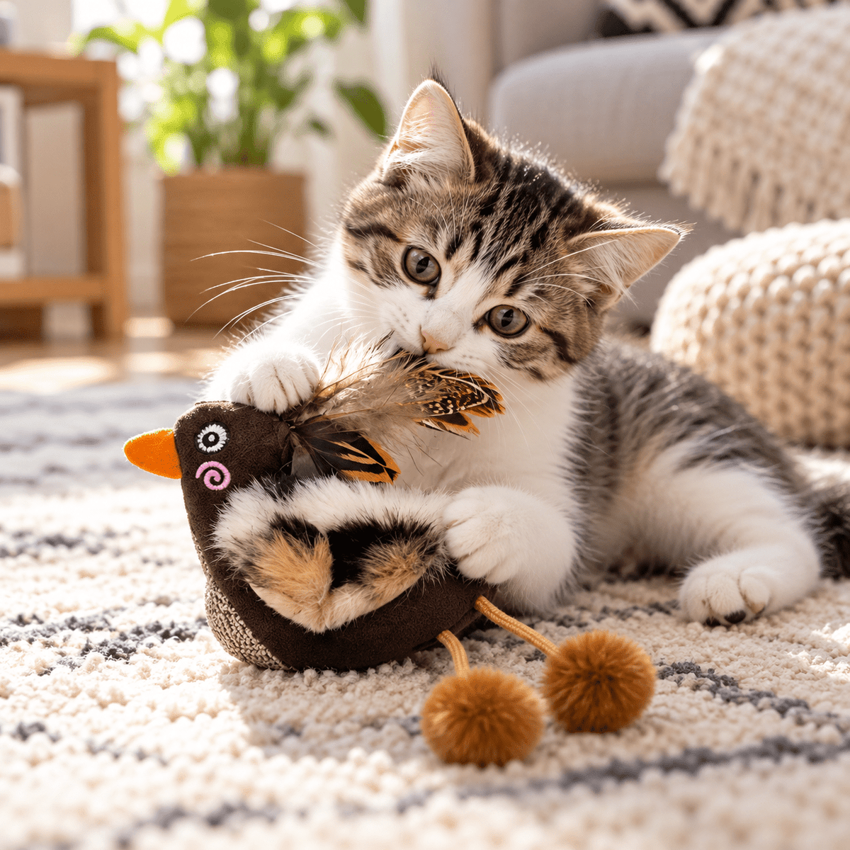 Juguete Pato con Silvervine y Plumas para Gato GiGwi Catch & Scratch - Cosmos