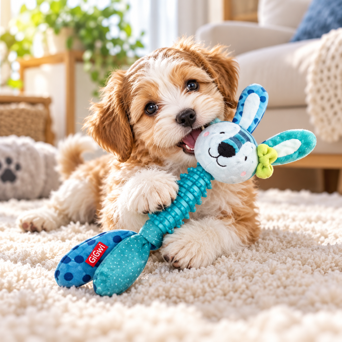 Juguete Conejo de Peluche y Caucho con Sonido para Cachorros GiGwi Suppa Puppa - Cosmos