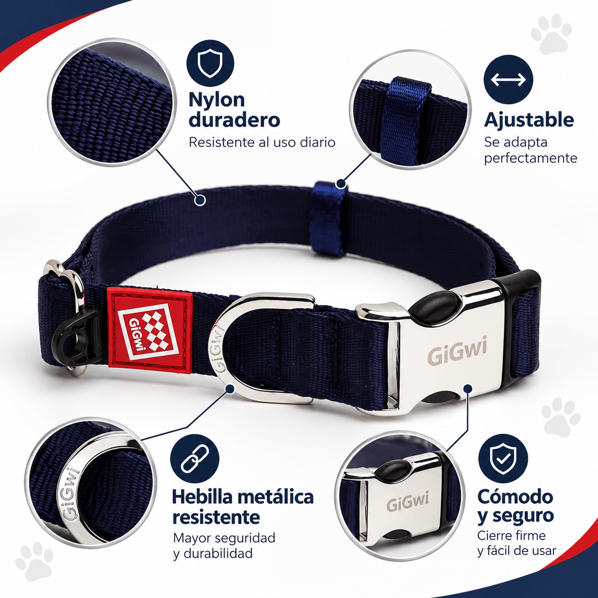 Collar Premium Ajustable para Perro GiGwi – Talla XL - Cosmos