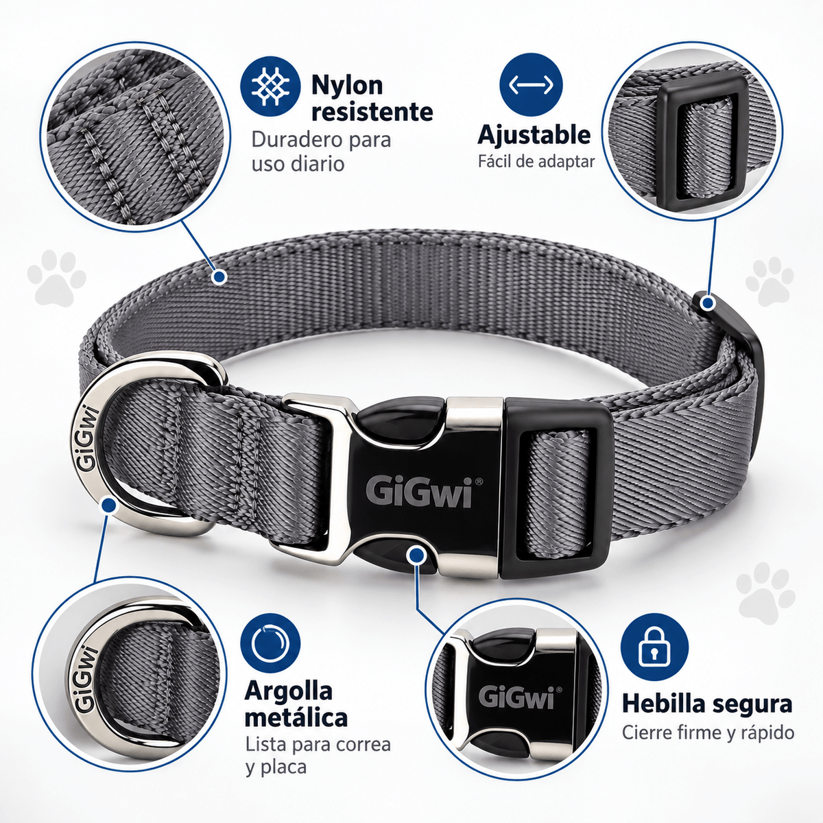 Collar Premium Ajustable para Perro GiGwi – Talla L - Cosmos
