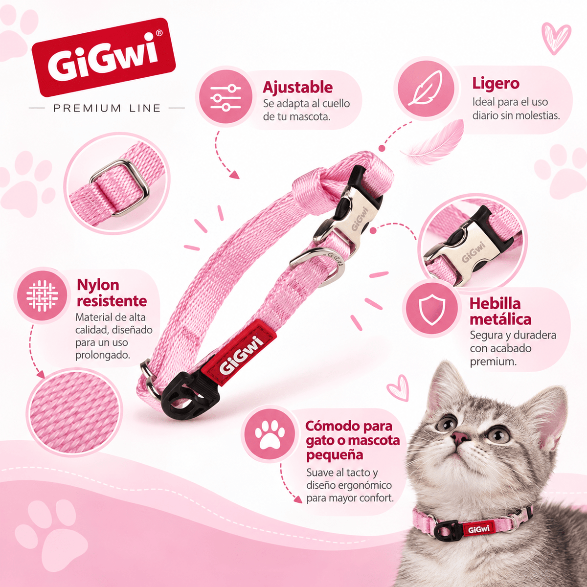 Collar Premium Ajustable para Perro GiGwi – Talla S - Cosmos