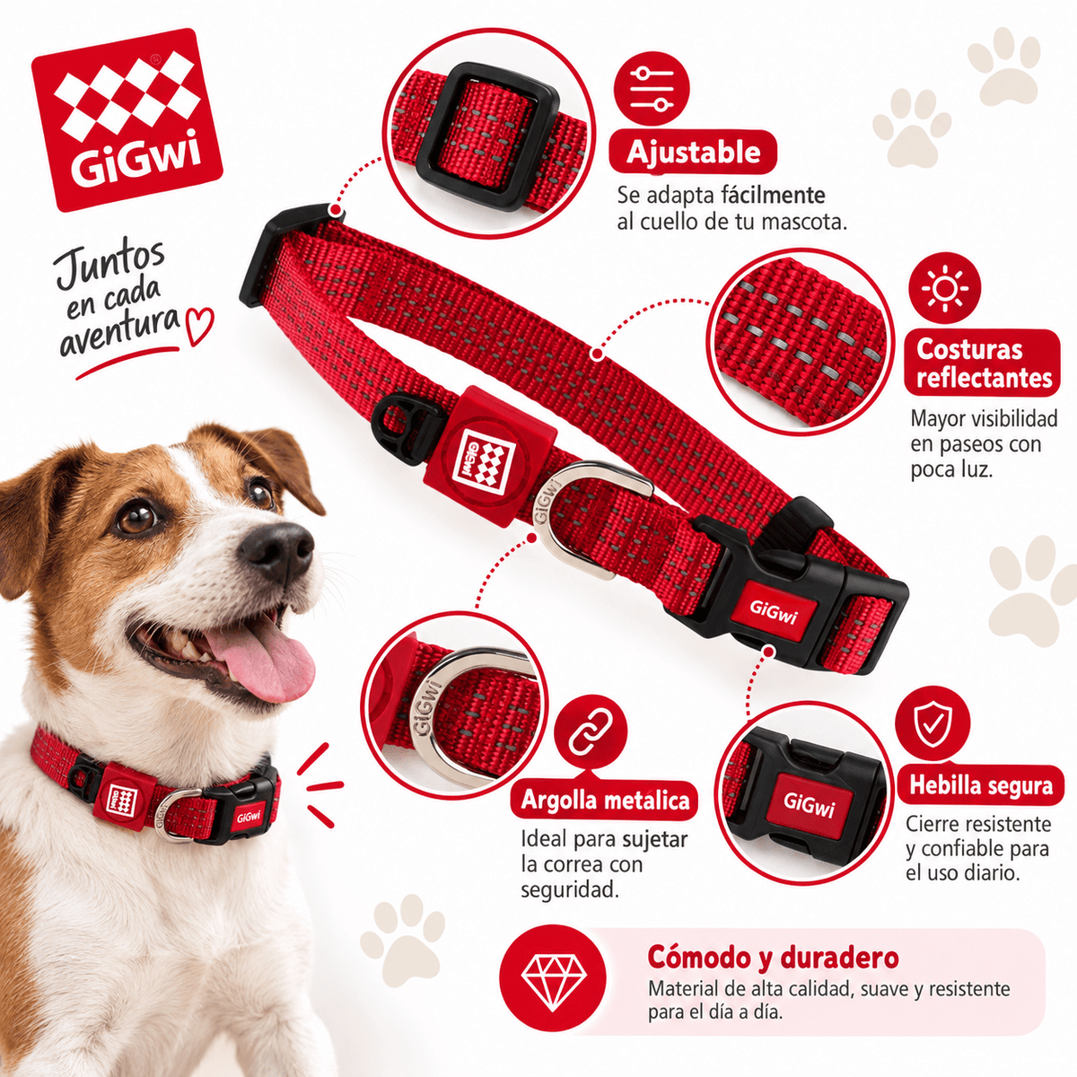 Collar Classic Reflectivo para Perro GiGwi – Talla L - Cosmos