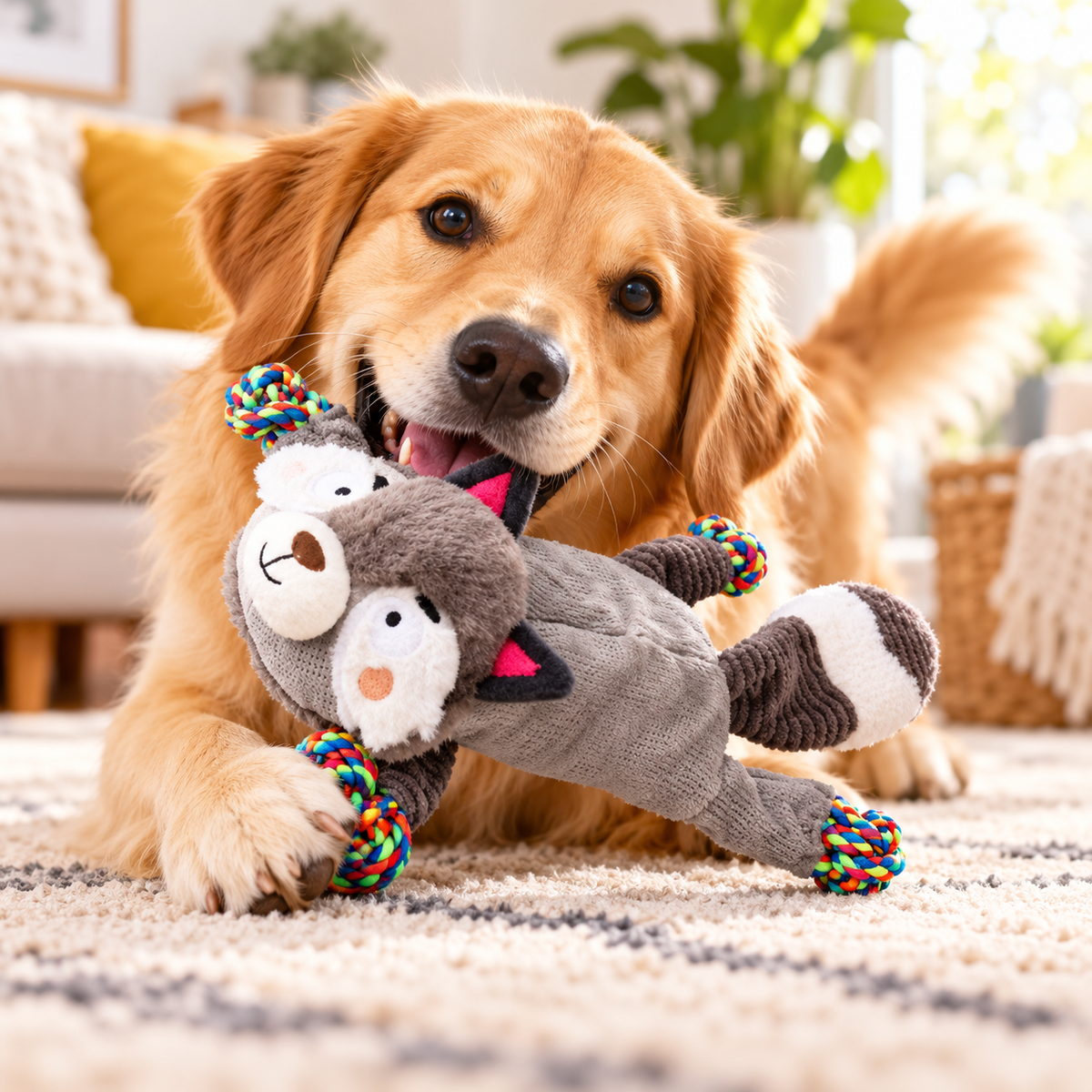 Juguete Mapache de Peluche con Cuerda para Perro GiGwi - Cosmos