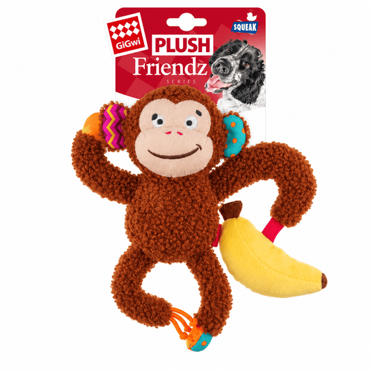 Juguete Mono de Peluche con Banana y Sonido para Perro GiGwi Plush Friendz - Cosmos