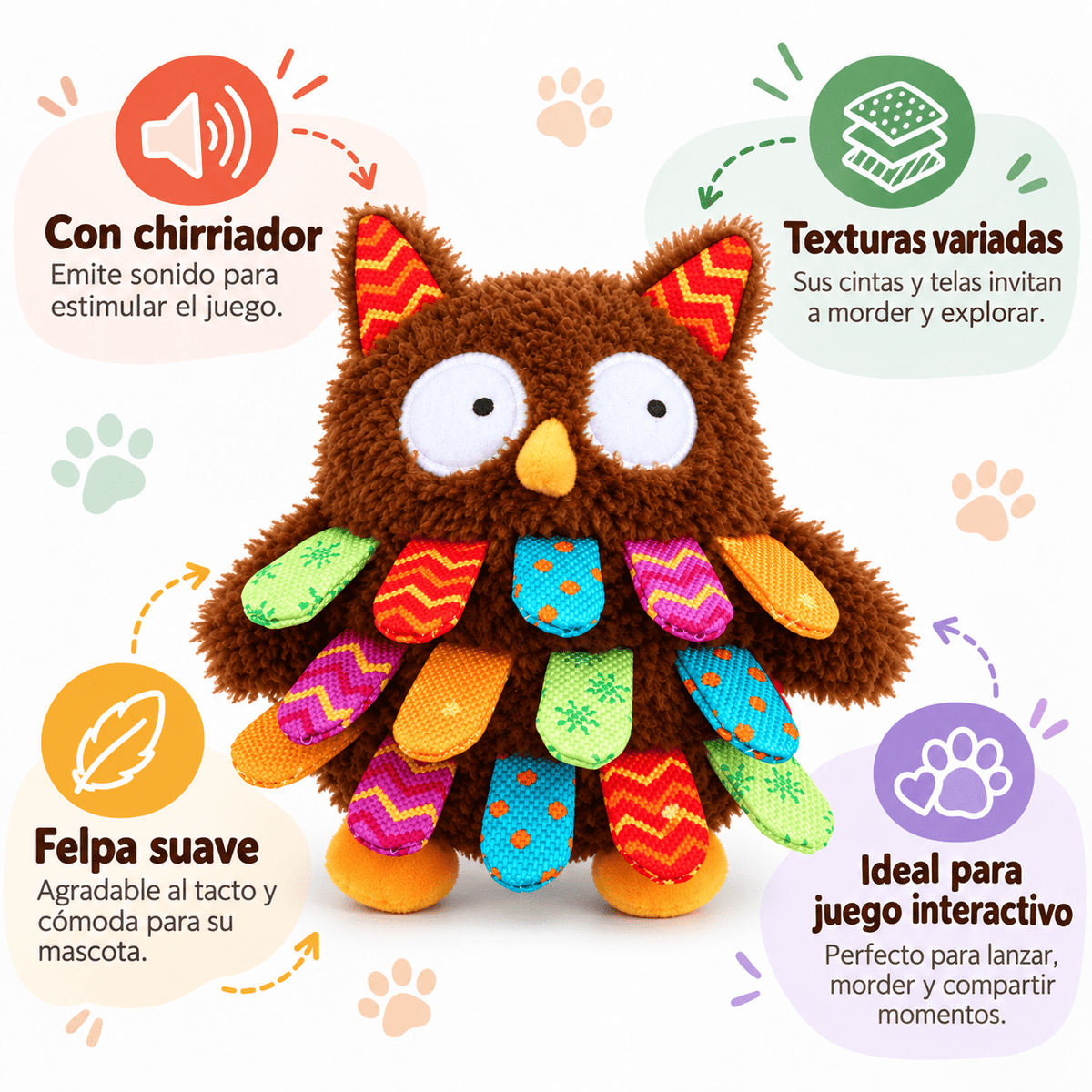 Juguete de Peluche Búho con Sonido para Perro GiGwi Plush Friendz - Cosmos