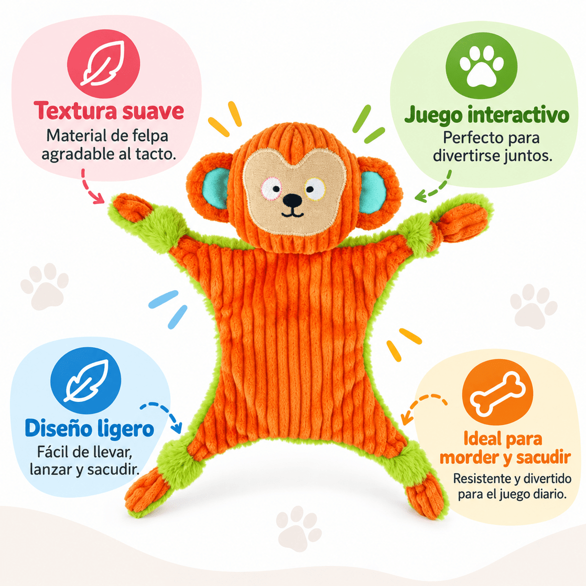 Juguete de Peluche Mono con Sonido para Perro GiGwi Jungle Explorers - Cosmos
