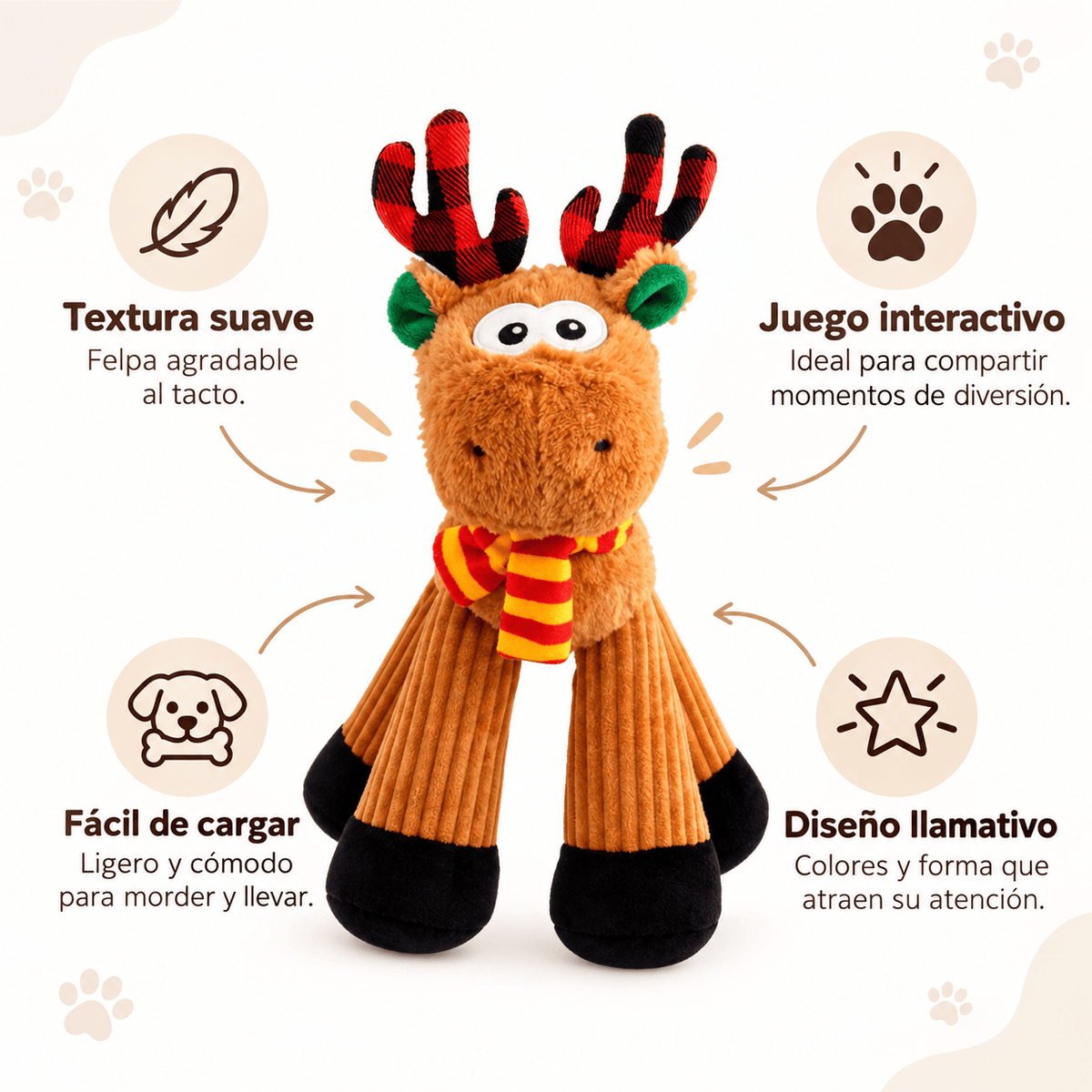 Juguete de Peluche Reno para Perro GiGwi - Cosmos