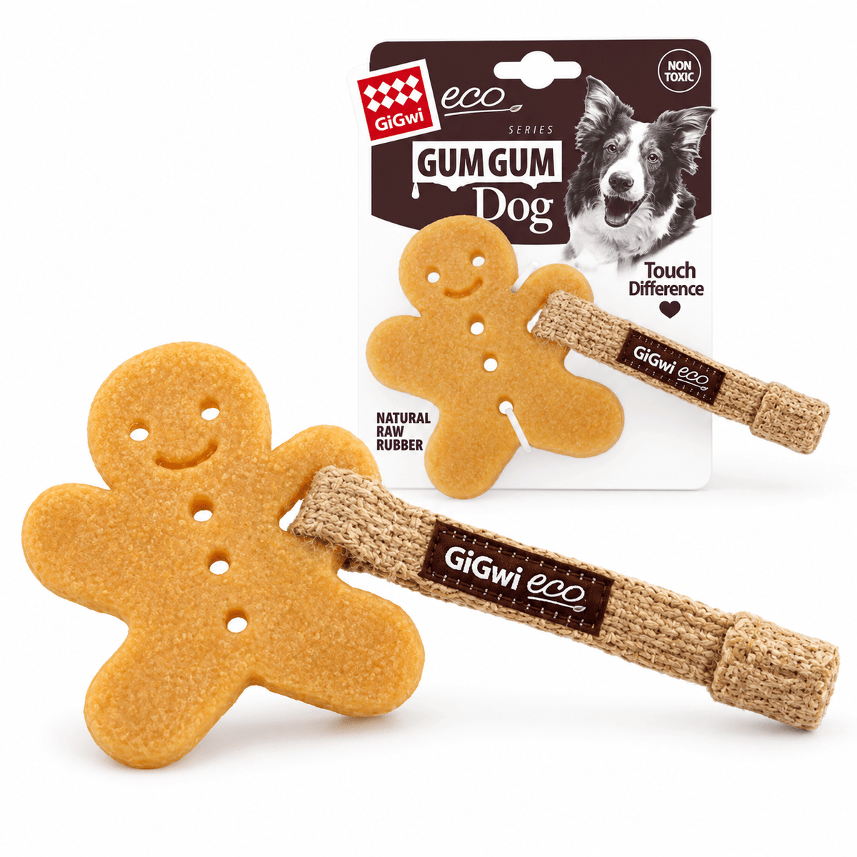 Juguete de Caucho Hombre de Jengibre con Cuerda para Perro GiGwi Eco Gum Gum - Cosmos