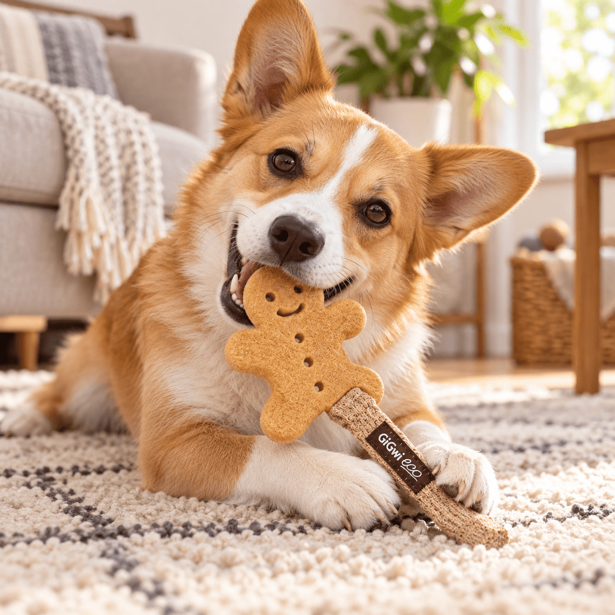 Juguete de Caucho Hombre de Jengibre con Cuerda para Perro GiGwi Eco Gum Gum - Cosmos