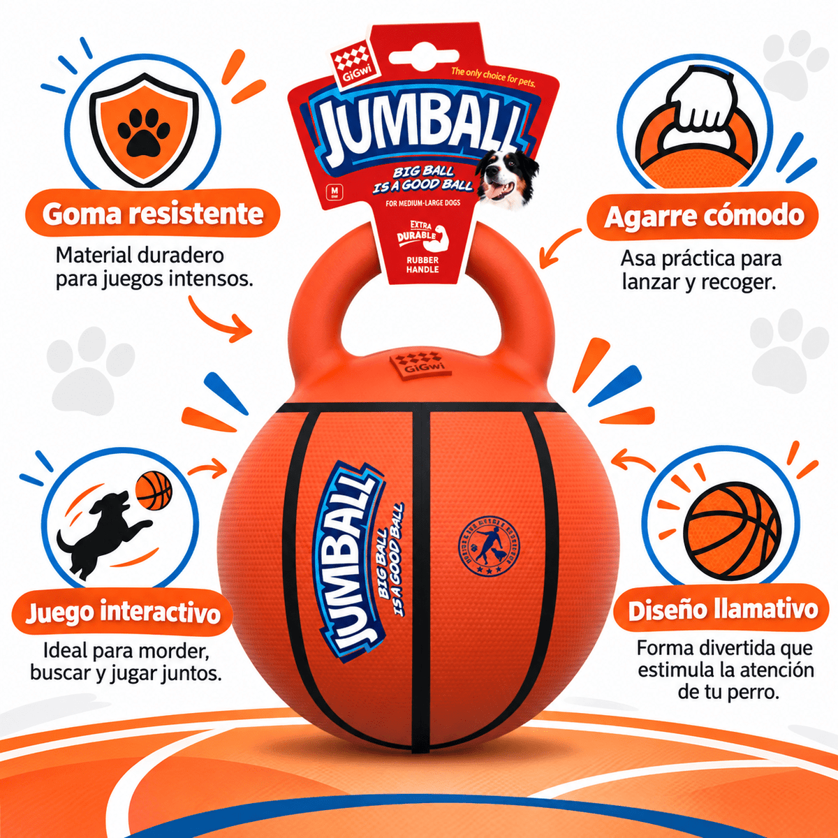 Juguete Pelota con Asa para Perro GiGwi Jumball - Cosmos