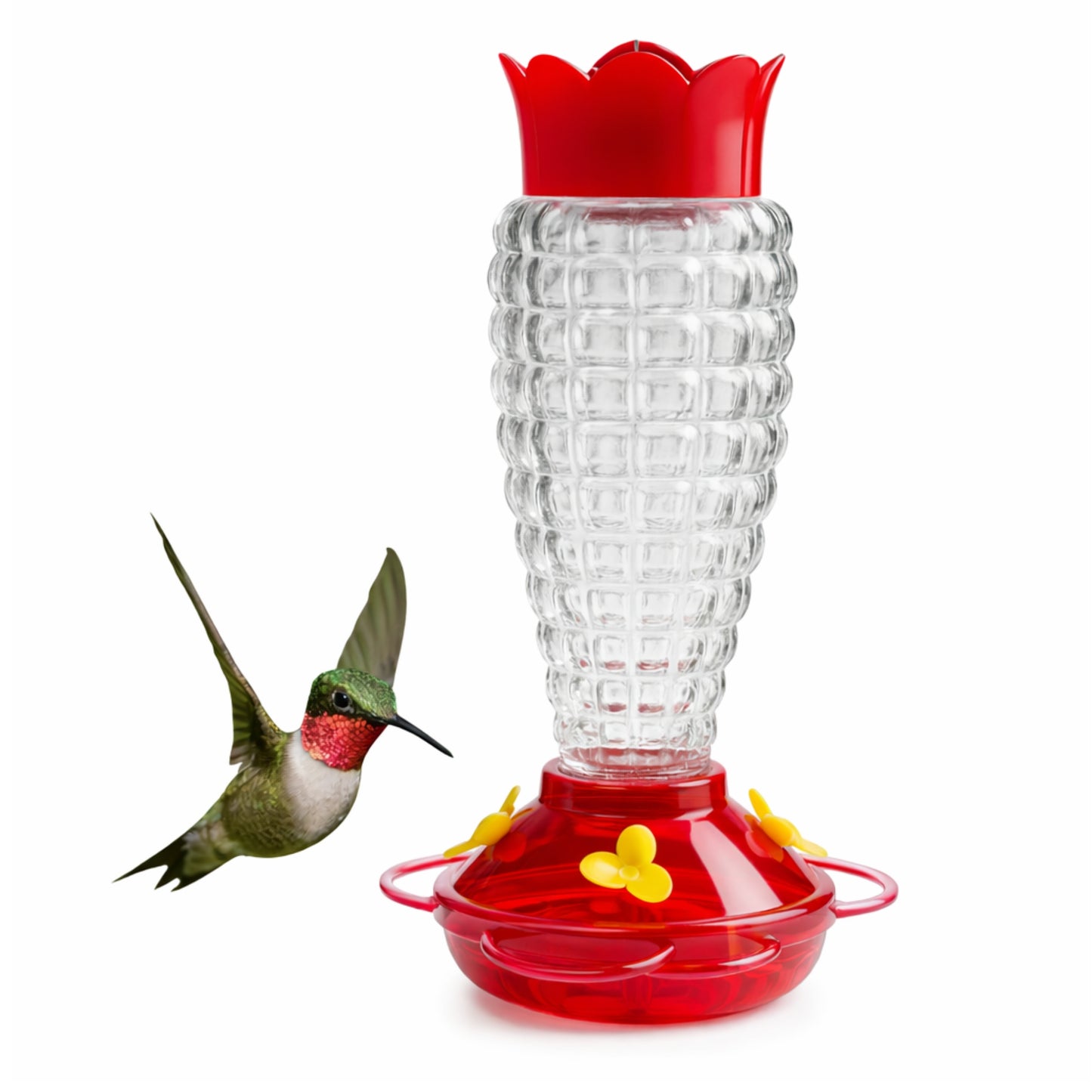 Bebedero para Colibrí de Vidrio con Base Floral - Cosmos