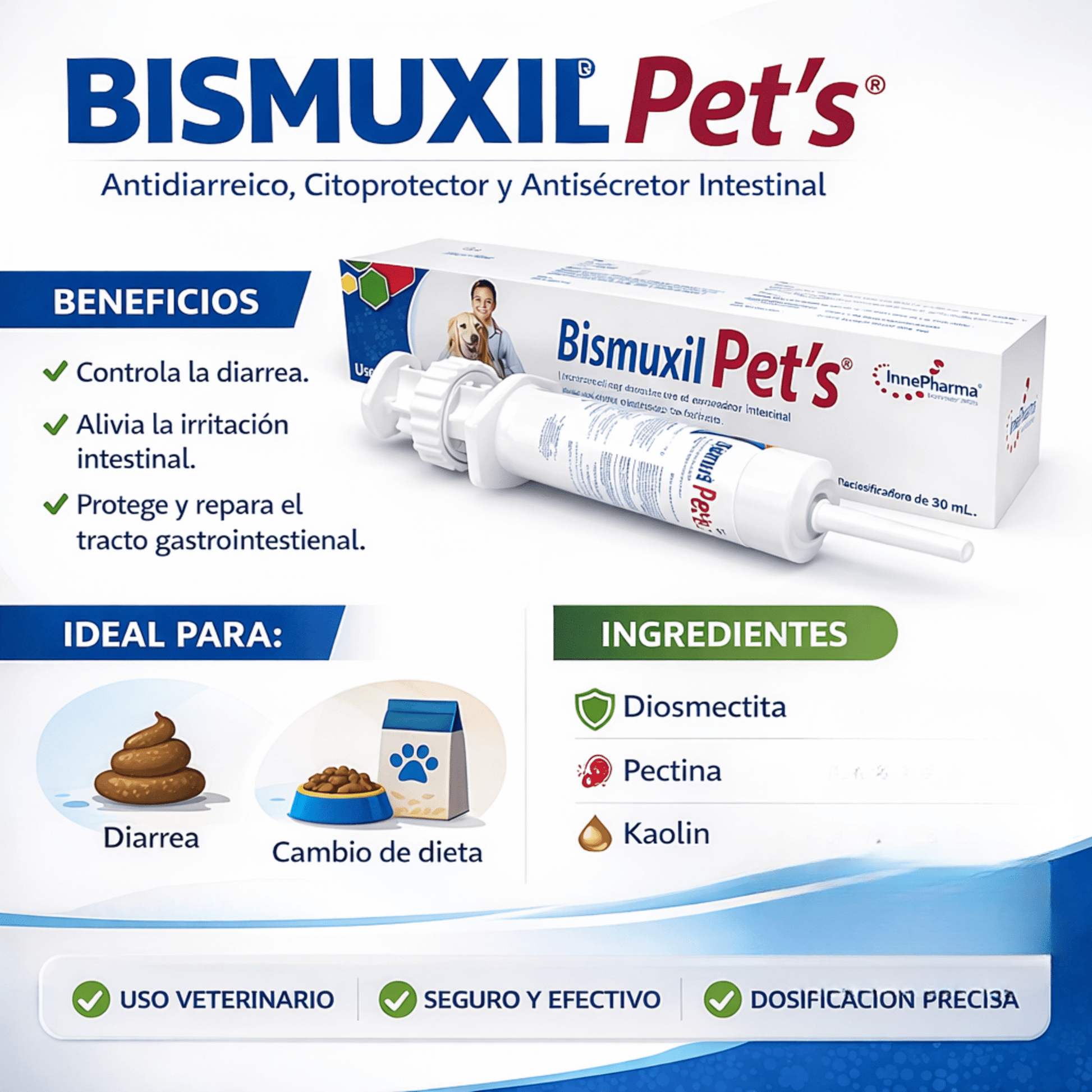 Bismuxil Pet’s® – Antidiarreico y Protector Digestivo para Perros y Gatos - Cosmos