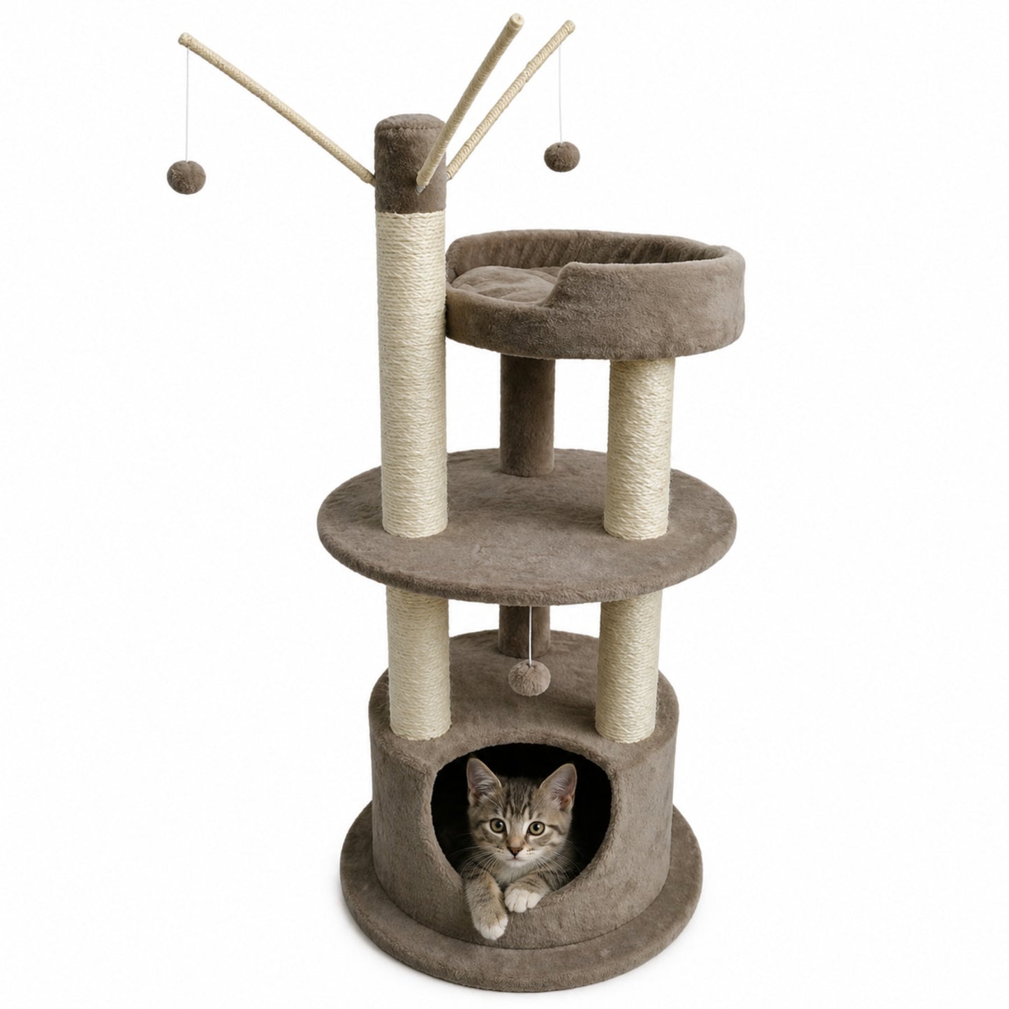 Rascador Grande para Gatos - Con Cueva y 3 niveles