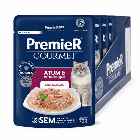 PremieR Gourmet Atún con Arroz Integral – Alimento Húmedo para Gatos Castrados - Cosmos