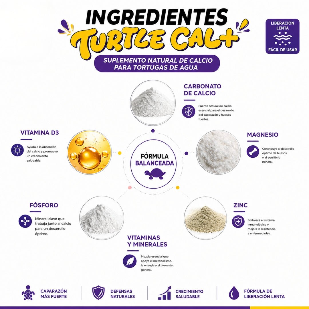 Porpoise Turtle Cal+ 8 g – Suplemento de Calcio para Tortugas de Agua - Cosmos