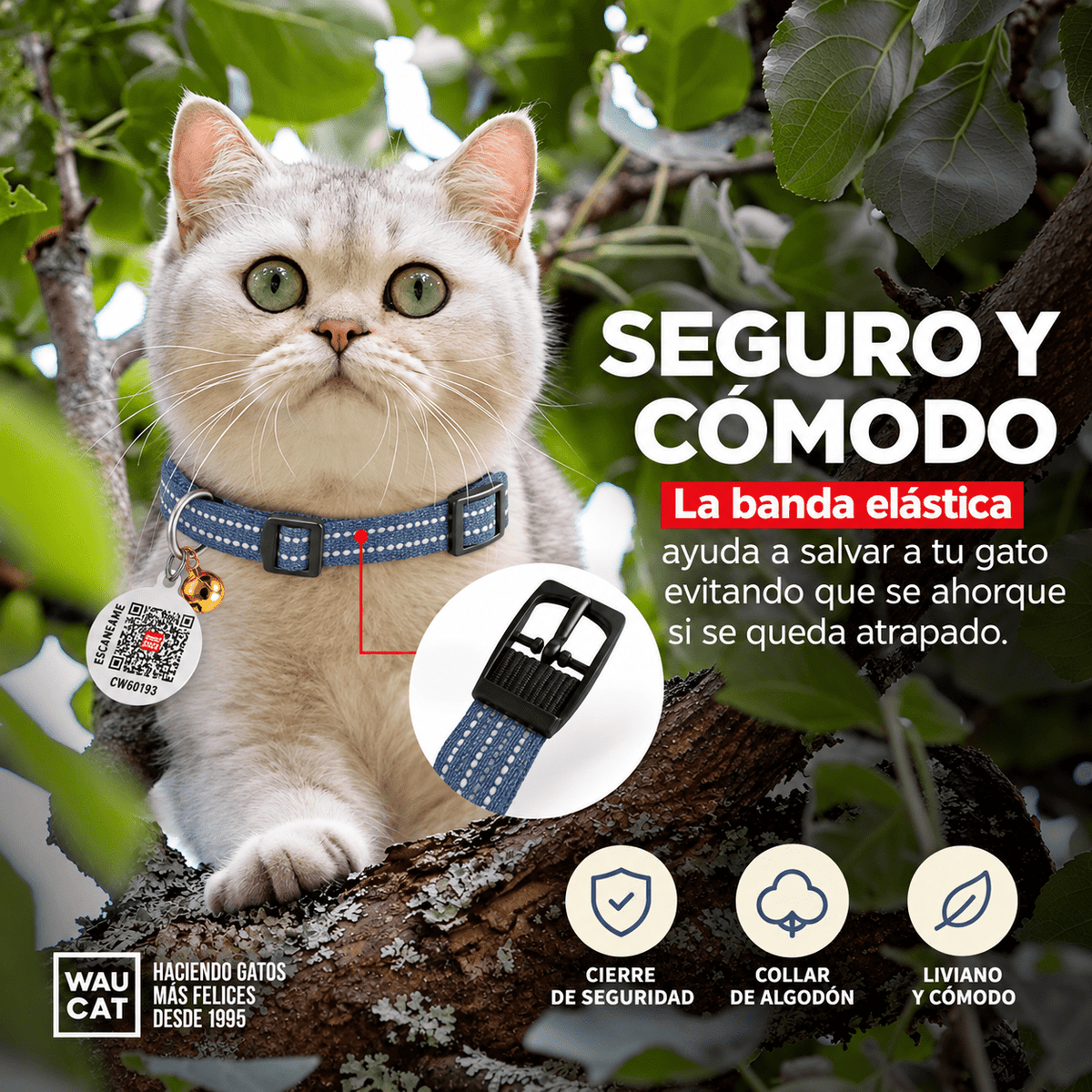 Collar WAUCAT Re-cotton para gatos - Cosmos