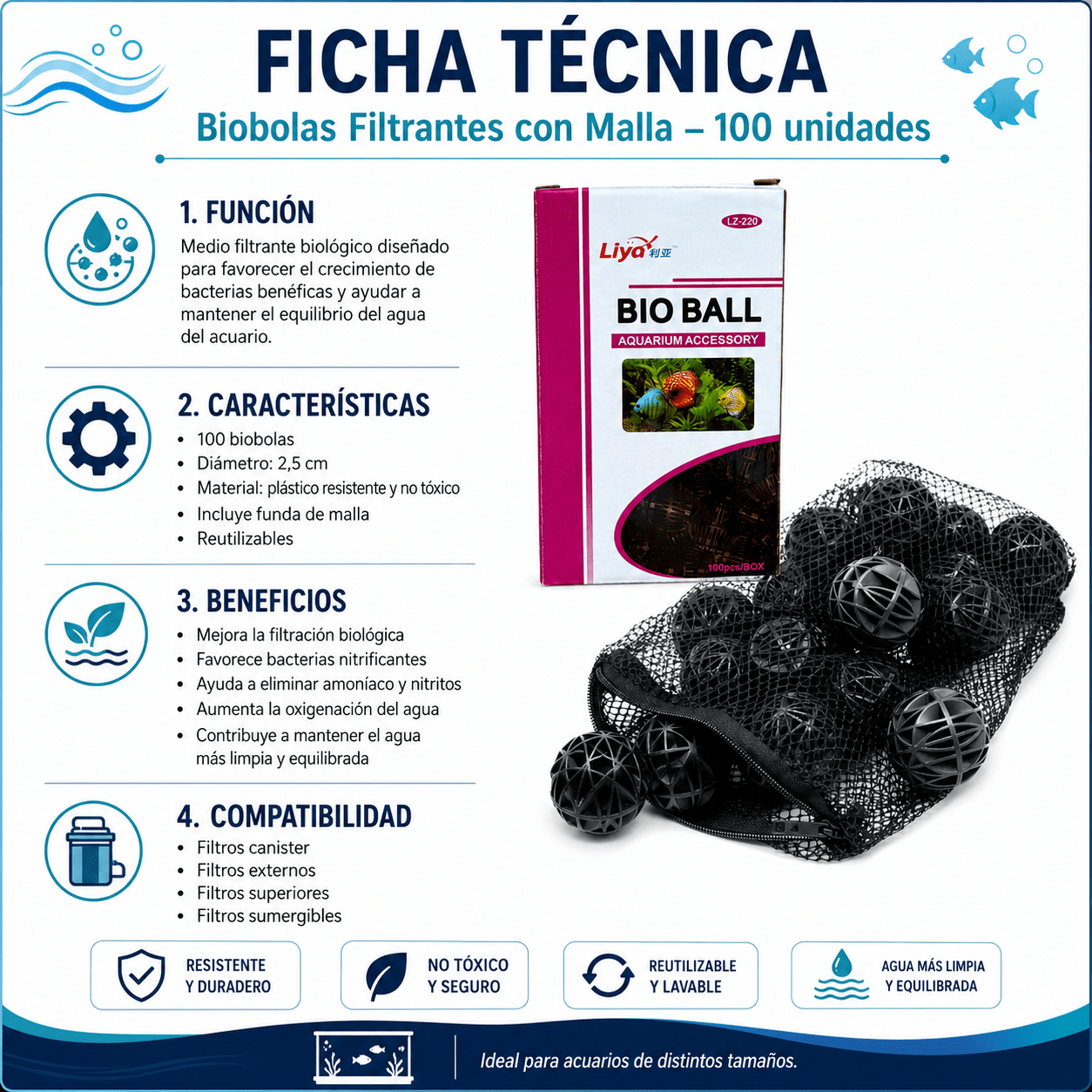 Biobolas Filtrantes con Malla – 100 unidades - Cosmos