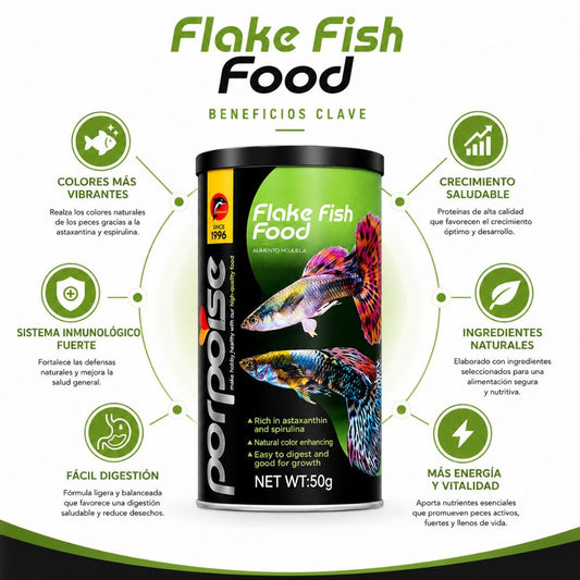 Porpoise Flake Fish Food 50 g – Alimento en Hojuelas para Peces Ornamentales - Cosmos